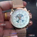 Perfect Replica Breitling Transocean Unitime B05 43MM Watch - Rose Gold Steel White Dial